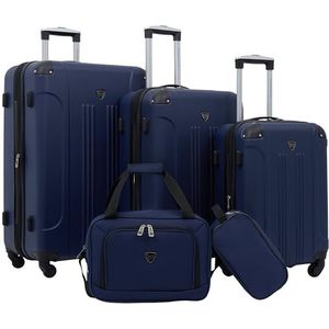 Travelers Club Sky+ kofferset, Navy Blauw, Chicago Hardside uitbreidbare bagage