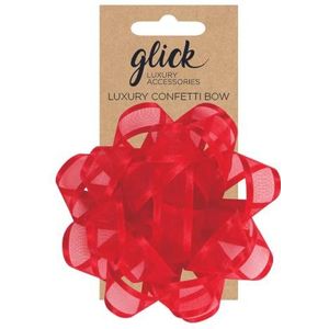 Luxe confetti strik met satijnen rand, rood - Kerstmis 2022