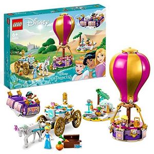 LEGO 43216 Disney prinses De betoverende reis van de prinsessen, speelgoed met minipoppen, Assepoester, jasmijn, Rapunzel met paard, vliegend tapijt, cadeau voor meisjes en jongens vanaf 6 jaar