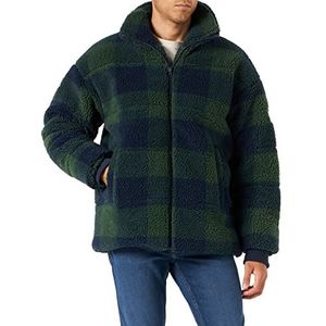 Wrangler Check Sherpa jas, Navy, Medium voor mannen, Marine.