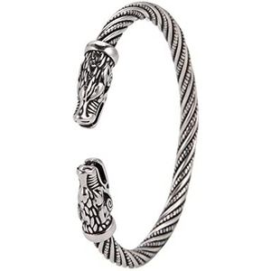 kkjoy Viking armband voor heren, jongens, met dierenhoofd, retro, armband, manchet, norse, amulet, van roestvrij staal, open armband, verstelbaar, voor loyaliteit, Vikingen