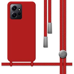 Tumundosmartphone Étui en silicone liquide avec cordon de serrage pour Xiaomi Redmi Note 12 4G Couleur Rouge