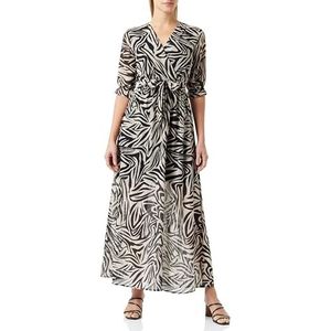 NAEMI Lange damesjurk met zebraprint 19229633-NA01, beige/zwart, maat XS, maxi-jurk met zebraprint, XS, Maxi-jurk met zebraprint