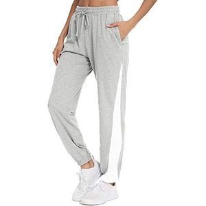 Doaraha Joggingbroek voor dames, winter, 100% katoen, licht, comfortabel en aangenaam om te dragen, ideaal voor sport, yoga, sportbroek, winter, lichtgrijs, XL