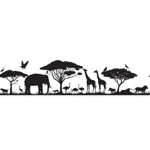 AG Design Safari AWB 8268 Zelfklevende decoratieve folie voor muren, meubels, behang, wandbekleding en deuren, meerkleurige folie, breedte 500 cm x hoogte 14 cm