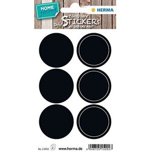 HERMA 15092 Permanente cirkel, zwart, 12 stuks, zelfklevende etiketten (zwart, cirkel, permanent, papier, 12 stuk(s), 6 stuk(s))