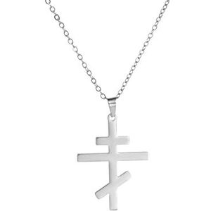 EUEAVAN Orthodoxe kruishanger van roestvrij staal, halsketting met hanger van Russisch, orthodox kruis, religieuze ketting, Roestvrij staal, Geen edelsteen