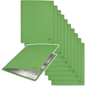 Leitz Recycle 39040055 Set van 10 A4-mappen voor 250 vellen met robuuste metalen haken voor het opbergen van documenten, 100% gerecycled karton, klimaatneutraal, milieuvriendelijk