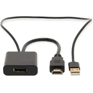 Nedis HDMI-adapter - HDMI-connector - DisplayPort mannelijk/USB-A mannelijk - verguld - recht - pvc - zwart - 1 stuk