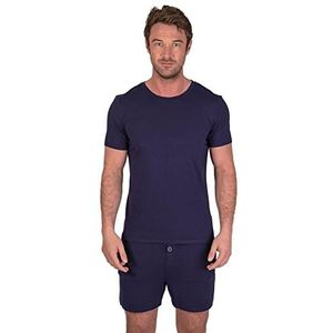 Light & Shade Modal pyjamaset voor heren, ronde hals, korte broek, marineblauw, 2XL