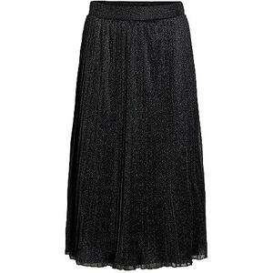 Vila Viwindy Glitter Hw Plisse midi-rok voor dames, zwart.