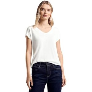 T-shirt met smock-detail, gebroken wit, 38, gebroken wit