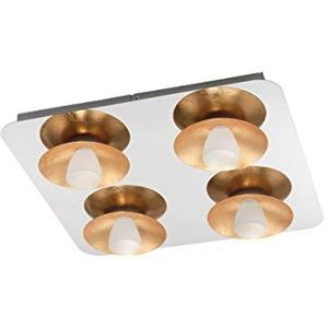 EGLO Torano Led-plafondlamp, 4 lampen, dimbaar, woonkamerlamp, modern, keukenlamp van chroom- en goudkleurig metaal en gesatineerd glas, warm wit