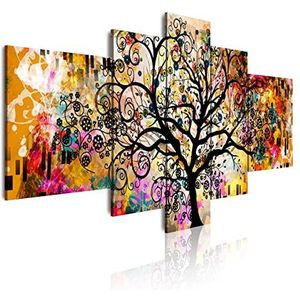 DekoArte 429 Moderne afbeelding afdruk van gescande kunstfoto's, decoratief canvas voor woonkamer of slaapkamer, abstracte kunst, levensboom, Gustav Klimt, 5 stuks, 180 x 85 cm