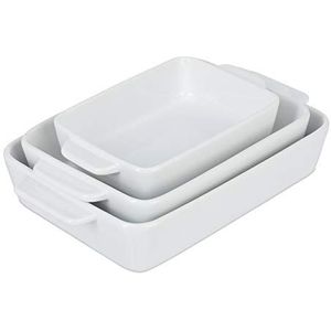 Relaxdays ovenschalen set - 3x - keramiek - ovenschaal - lasagneschalen - serveerschaal