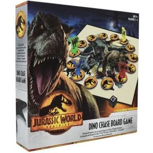 Cartamundi Jurassic World Dino Chase gezelschapsspel, spannend dinosaurusspel geschikt voor het gezin, voor 2 tot 4 spelers, leuk cadeau voor kinderen vanaf 4 jaar