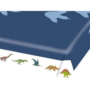 Generique - Tafelkleed van blauw papier, grote dinosaurussen, Eén maat