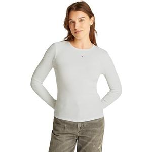 Tommy Jeans Tjw Slim Essential Rib Ls Dw0dw17387 T-shirt L/S dames, Wit (ecru)