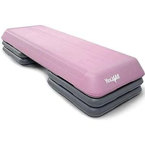 Yes4All CAWR Verstelbaar aerobicsplatform met 4 verhogingen, gezondheidsclubgrootte (roze/grijs)