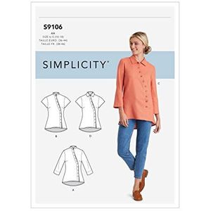 SIMPLICITY Knippatroon S9106 voor dames en heren, button down hemd voor maten 38-40-42-44-46