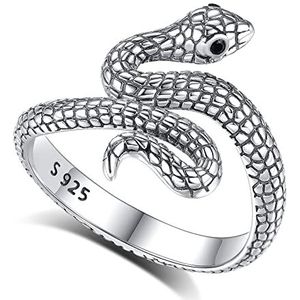 AEONSLOVE Verstelbare ring van 925 zilver, open ring levensboom/slang/Keltische knoop/kruis, vintage duimring voor dames en heren, Kunststof Zilver Kunststof Lak zilverkleurig