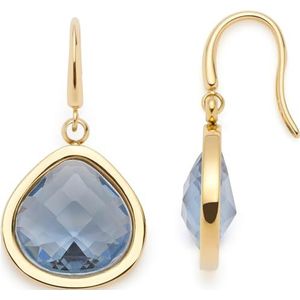 JEWELS BY LEONARDO 024426 Juvinga paar oorbellen roestvrij staal goud blauwe glazen steen ronde driehoek sieraden dames cadeau één maat roestvrij staal niet, rvs, Geen edelsteen