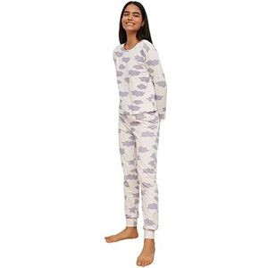 Trendyol White-Hearted Knitted Pajamas pyjama voor dames, Veelkleurig