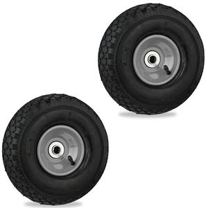 Relaxdays steekwagenwiel - set van 2 - 3.00-4 - stalen velg - luchtbanden - 136 kg - zwart-grijs