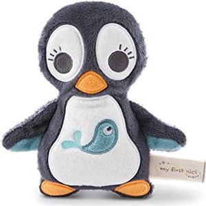 NICI 46575 - knuffeldier 2D - pinguïn Watschili - 18 cm - pluche dier voor baby's en peuters - pluizig pluche dier om te knuffelen en te spelen - knuffeldier vanaf 0 maanden - grijs/wit