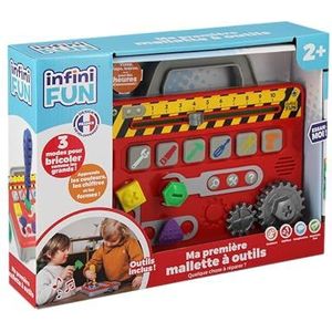 Infini Fun - Mijn eerste gereedschapskoffer - De eerste gereedschapskoffer voor peuters om te knutselen - Elektronische koffer, hamer en schroevendraaier - educatief en imitatiespel voor kinderen