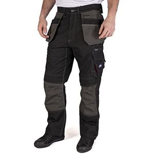 Lee Cooper Workwear contraste Hommes Multi & Holster Pocket genouillères travail de sécurité Pantalon cargo Pantalon, noir/gris, taille 42"" Taille Longue 33"" Leg