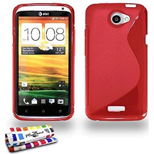 Muzzano Beschermhoes voor HTC One X [Le S Premium] [rood] + stylus en reinigingsdoek – ultieme bescherming, elegant en duurzaam