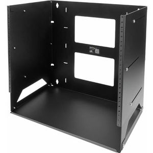 StarTech.com Wandrek met open frame, 8U, 19 inch – computerkast met 2 stijlen – met plank – patchpaneel met wandmontage – diepte verstelbaar 30,4 cm tot 45,7 cm – max. 34 kg (WALLSHELF8U)
