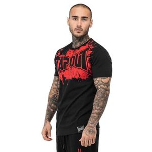 Tapout Splashed T-shirt voor heren, Zwart/Rood