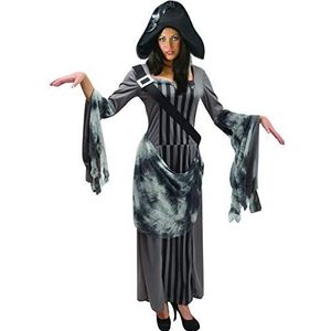 Ciao - Piratessa Zombie-dameskostuum voor volwassenen (eenheidsmaat 40-42), zwart, grijs, 62202