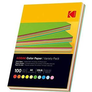 KODAK - 9891300 vellen kleurpapier, 80 g/m², A4 (21 x 29,7 cm), rood, oranje, geel, groen, blauw en roze