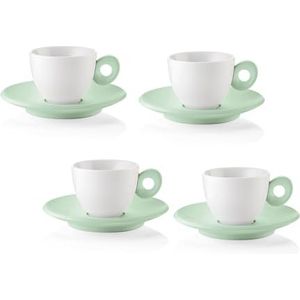 Guzzini - EVERYDAY Set van 4 koffiekopjes met schoteltjes - paars groen - 081701243