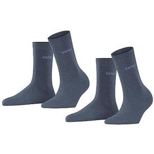 ESPRIT Dames Uni 2-pack ademende sokken biologisch duurzaam katoen versterkt duurzaam zachte platte teennaad voor dagelijks leven en werk multipack set van 2 paar, Blauw (Light Denim 6660)