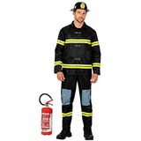 Widmann 21362 Brandweerman kostuum top, broek en helm, uniform, reddingsdienst, beroep, themafeest, carnaval, heren, meerkleurig, M