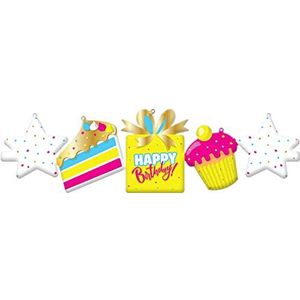 Folat 64410 ballonnen, aluminium, Happy Birthday, 2 stuks, Happy Birthday-ballonnen, zilverkleurig, decoratie voor verjaardag, slinger, Happy Birthday, banner