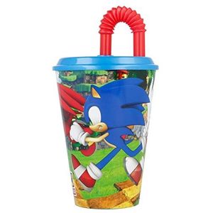 3311 Sonic beker met stok (herbruikbaar), ideaal voor feestjes en verjaardagen, inhoud 430 ml, herbruikbaar kunststofproduct, BPA-vrij