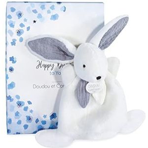 Doudou et Compagnie - Mini knuffeldier haas – Happy Gloss – grijs – 17 cm – Happy Doudou – DC3885