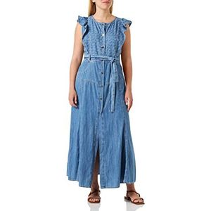 Pinko Bocce damesjurk, denim, licht, logo, jurk, Zg4_wit/donkerblauw
