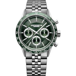 Polshorloge - Zilver - RVS - Groen Wijzerplaat - 21 cm Armband