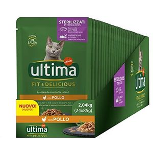 Ultima Fit & Delicious kip natvoer voor katten, 24 enveloppen van 85 g