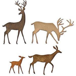 Sizzix 664968 Thinlits 4 stuks Darling Tim Holtz stanssjablonen voor scrapbooking, papier, Darline Deer, eenheidsmaat