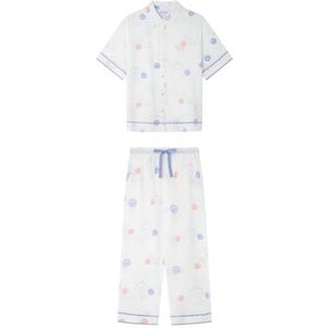 women'secret Capri Pyjama Multilicense Play Smiley damespyjama, Wit., XL