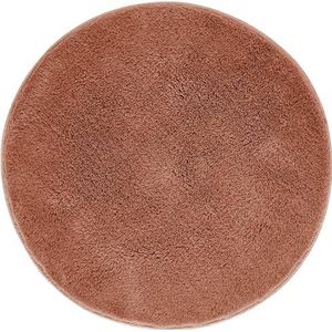 andiamo Florida Badmat, antislip, zacht, pluizig, antislip, wasbaar, 60 cm, rond, roestrood