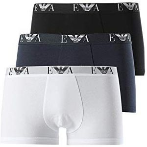 Emporio Armani Trunk Essential Monogram Boxershort voor heren, 3 stuks, 56110 Bianco/Nero/Marine