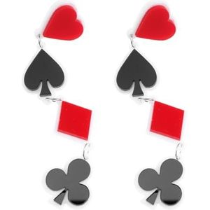 Generic Lange oorbellen in de vorm van varkenskaarten voor dames - Hangende oorbellen - Hangende oorbellen - Hangoorbellen - Casinokostuum sieraden, Acryl